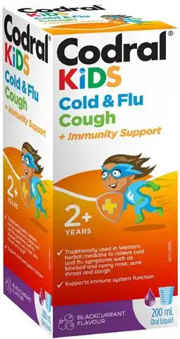 Coles NEW Codral Kids Cold & Flu, Cough + Immunity Support Oral Liquid offer