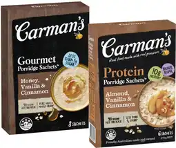 Coles Carman's Porridge Sachets-320g offer