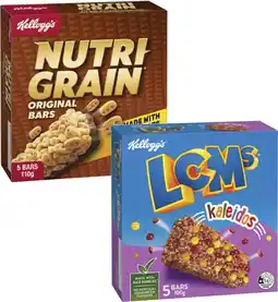 Coles Kellogg's LCMs or Nutri Grain Bars 100g-110g offer