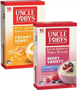Coles Uncle Tobys Oats Quick Sachets-350g offer