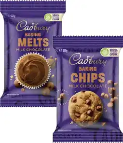 Coles Cadbury Baking Chocolate Chips, Melts or Block 165g-225g offer