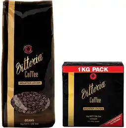 Coles Vittoria Mountain Grown Coffee Beans or Ground 1kg offer