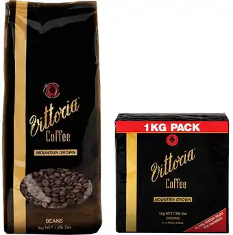 Coles Vittoria Mountain Grown Coffee Beans or Ground 1kg offer