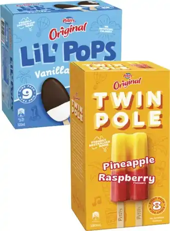 Coles Peters Original Twin Pole Sticks or Lil' Pops 8 Pack-9 Pack 500mL-590mL offer