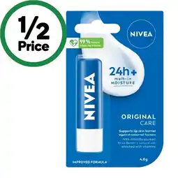 Woolworths Nivea Original Care Moisturising Lip Balm offer