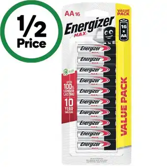 Woolworths Energizer Max Batteries AA or AAA Pk 16 offer