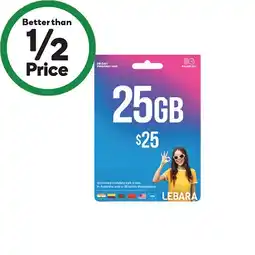 Woolworths Lebara $25 Starter Pack‡ offer