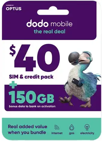 Coles Dodo $40 SIM + Credit Pack offer