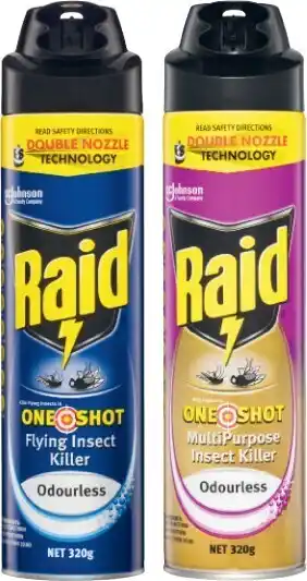 Coles Raid One Shot Double Nozzle Multi or Flying Insect Killer 320g offer
