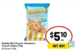 IGA Bubble Me Churroz Cinnamon Crunch Chips offer