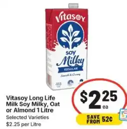 IGA Vitasoy Long Life Milk Soy Milky, Oat or Almond offer