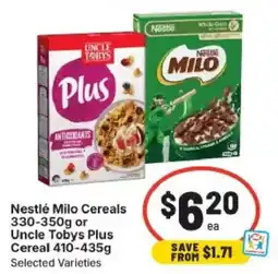 IGA Nestlé Milo Cereals or Uncle Tobys Plus offer