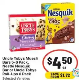 IGA Uncle Tobys Muesli Bars Nestlé Nesquik Bar or Uncle Tobys offer
