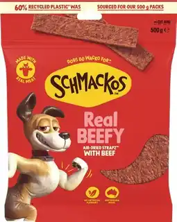 IGA Schmackos Strapz or Stix Dog Treats 500g Selected Varieties offer
