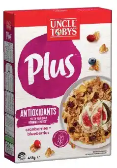 IGA Uncle Tobys Plus Cereal 410‑435g Selected Varieties offer