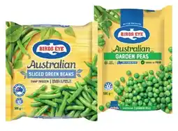 IGA Birds Eye Snap Frozen Garden Peas, Sliced Green Beans or Corn Kernels 500g offer