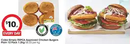 Coles Coles Simply RSPCA Approved Chicken Burgers Plain offer