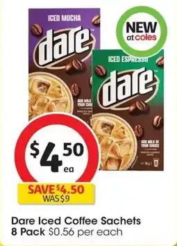 Coles Dare Iced Coffee Sachets offer