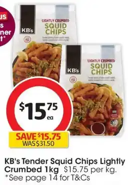Coles KB's Tender Squid Chips Lightly Crumbed offer