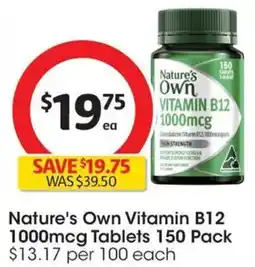 Coles Nature's Own Vitamin B12 1000mcg Tablets offer