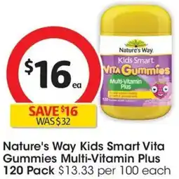 Coles Nature's Way Kids Smart Vita Gummies Multi-Vitamin Plus offer