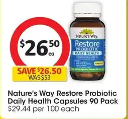 Coles Nature's Way Restore Probiotic Daily Health Capsules offer