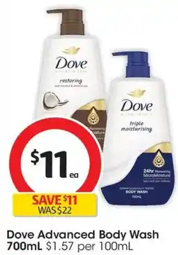 Coles Dove Advanced Body Wash offer