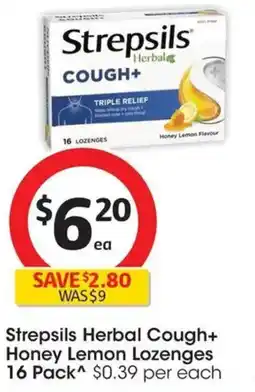 Coles Strepsils Herbal Cough+ Honey Lemon Lozenges offer