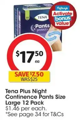 Coles Tena Plus Night Continence Pants offer