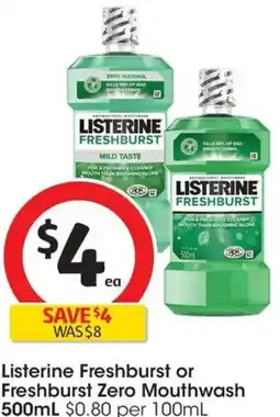 Coles Listerine Freshburst or Freshburst Zero Mouthwash offer