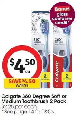 Coles Colgate 360 Degree Soft or Medium Toothbrush offer