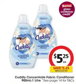 Coles Cuddly Concentrate Fabric Conditioner offer