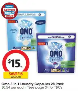 Coles Omo 3 In 1 Laundry Capsules offer