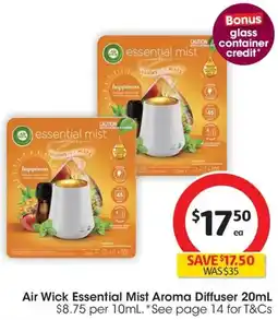 Coles Air Wick Essential Mist Aroma Diffuser offer