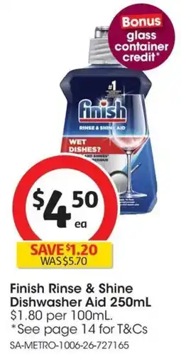 Coles Finish Rinse & Shine Dishwasher Aid offer