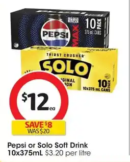 Coles Pepsi or Solo Soft Drink offer
