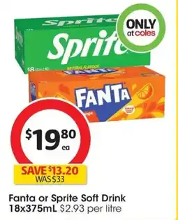 Coles Fanta or Sprite Soft Drink offer