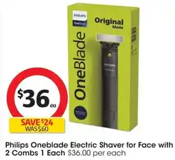 Coles Philips Oneblade Electric Shaver for Face with 2 Combs offer