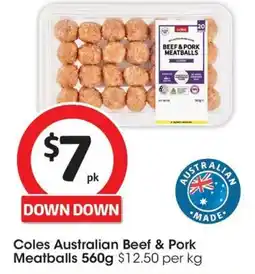 Coles Coles Australian Beef & Pork Meatballs offer