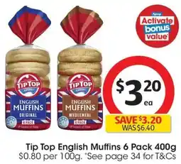 Coles Tip Top English Muffins offer