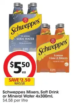 Coles Schweppes Mixers, Soft Drink or Mineral Water offer