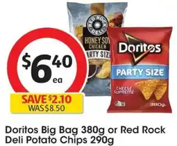 Coles Doritos Big Bag or Red Rock Deli Potato Chips offer