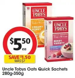 Coles Uncle Tobys Oats Quick Sachets offer