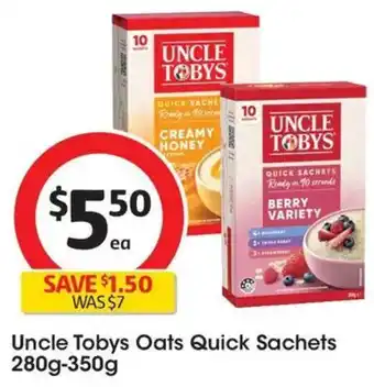 Coles Uncle Tobys Oats Quick Sachets offer