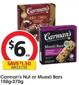 Coles Carman's Nut or Muesli Bars offer