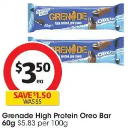Coles Grenade High Protein Oreo Bar offer