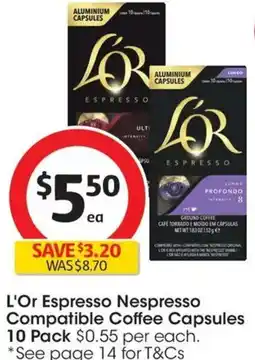 Coles L'Or Espresso Nespresso Compatible Coffee Capsules offer