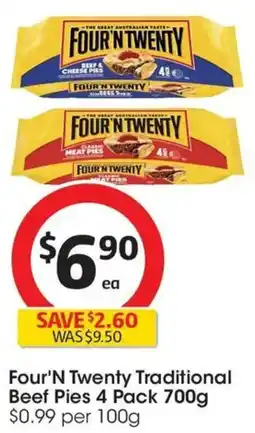 Coles Four'N Twenty Traditional Beef Pies offer
