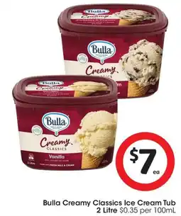 Coles Bulla Creamy Classics Ice Cream Tub offer
