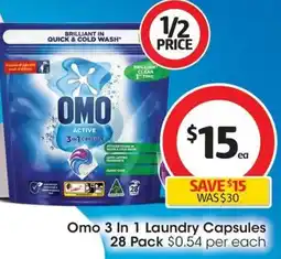 Coles Omo 3 In 1 Laundry Capsules offer